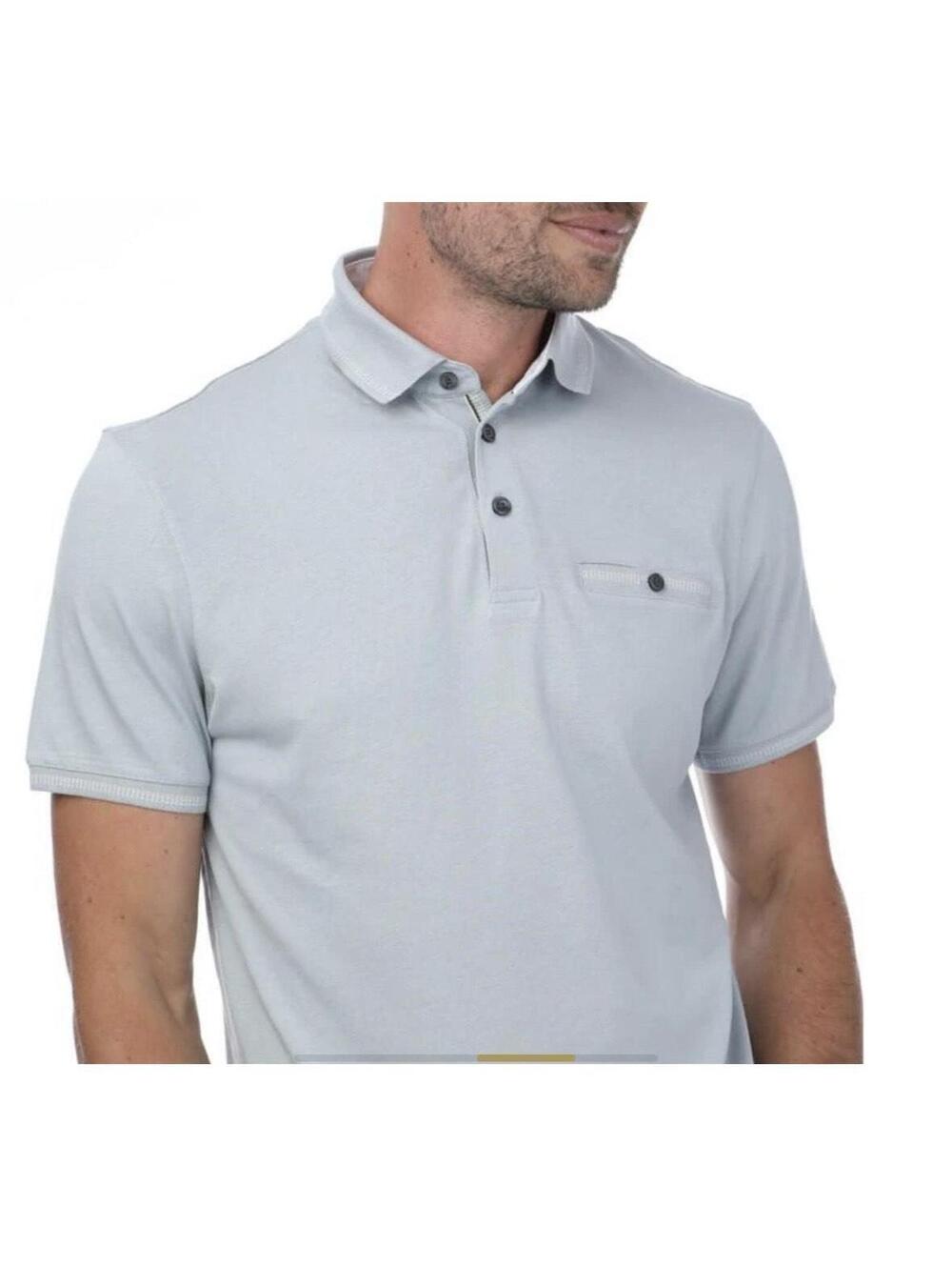 TED BAKER LONDON Men’s TORTILA Slim-Fit Stripe Collar Polo in Gray-Size 7|US XXL